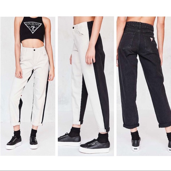 guess black and white jeans